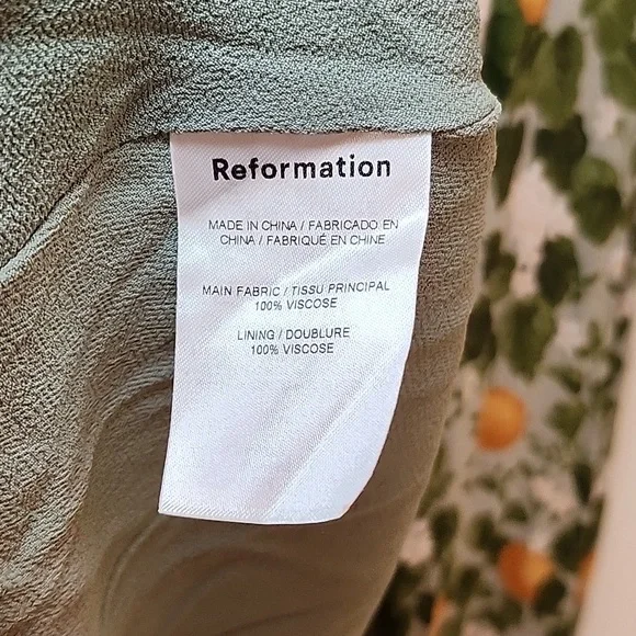 Reformation inka Floral Green and Orange Dress Drop Waist Sz Med - Picture 17 of 17